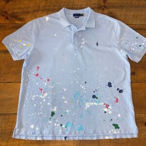 Polo‎ Ralph Lauren Mens Repaired Distressed Paint Slattered Art Polo Shirt 3XB